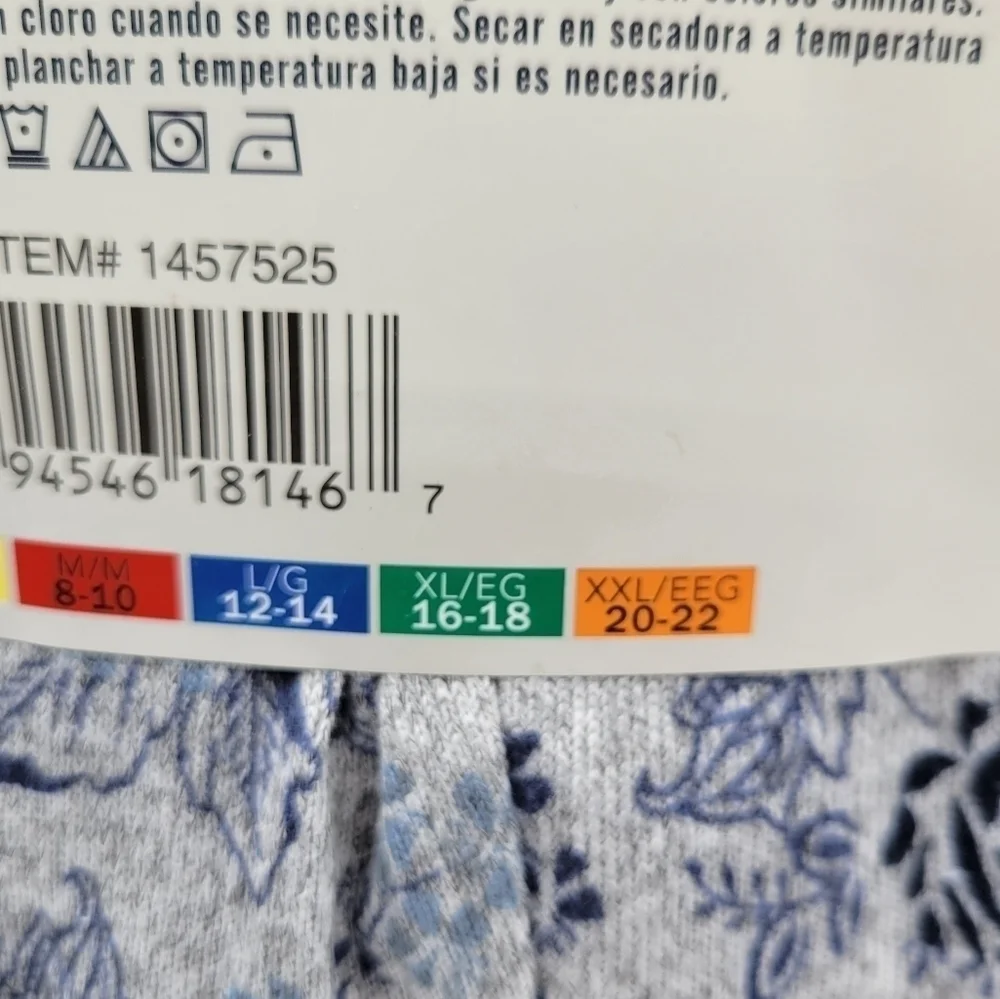 Lucky Brand Floral Tee Tank Shorts Pants Pajama 4 Piece Set Blue Grey XL